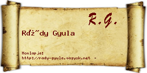 Rády Gyula névjegykártya